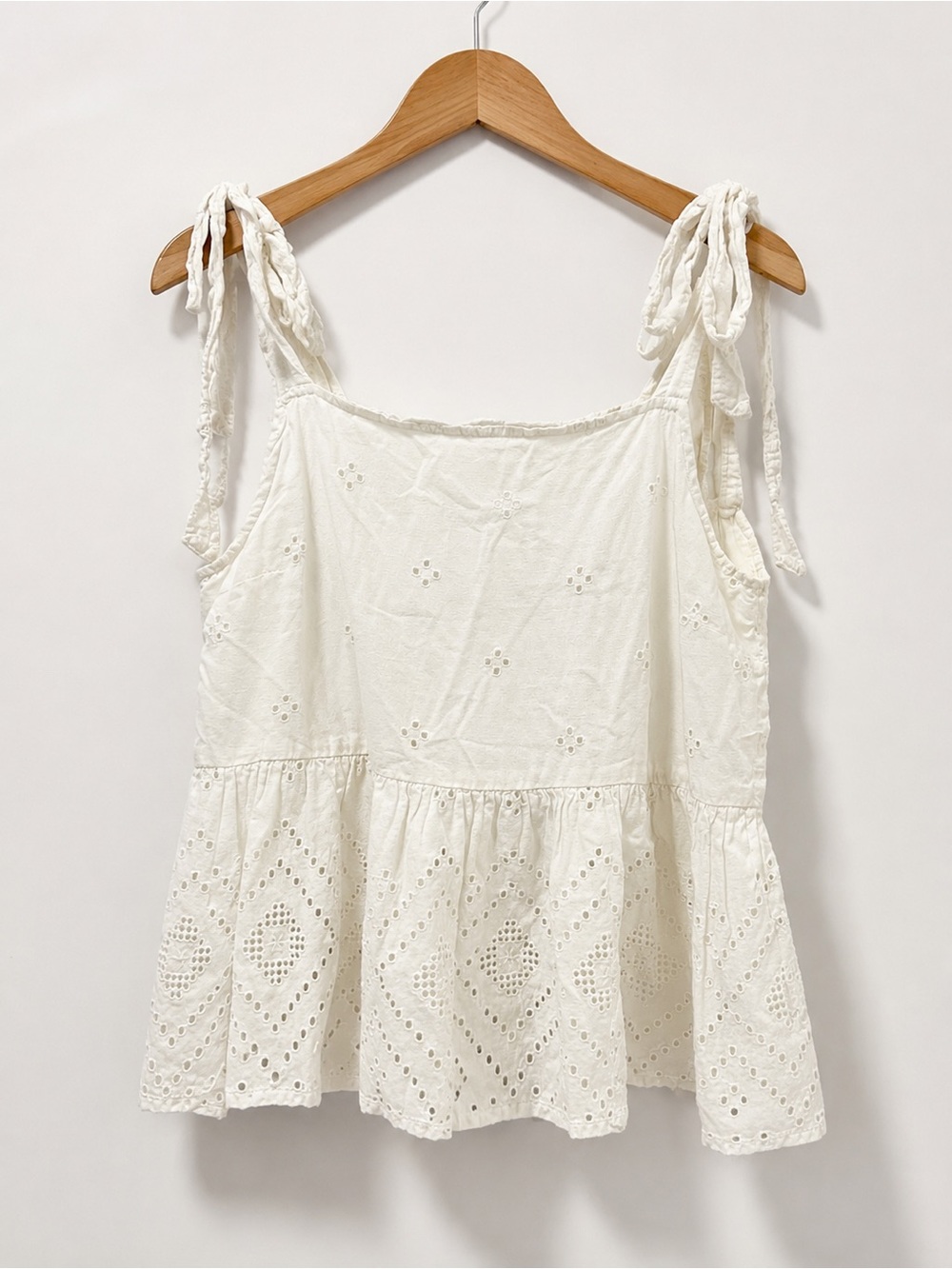 Madewell Rosalie Size Large Eyelet Tie-Shoulder Peplum Camisole